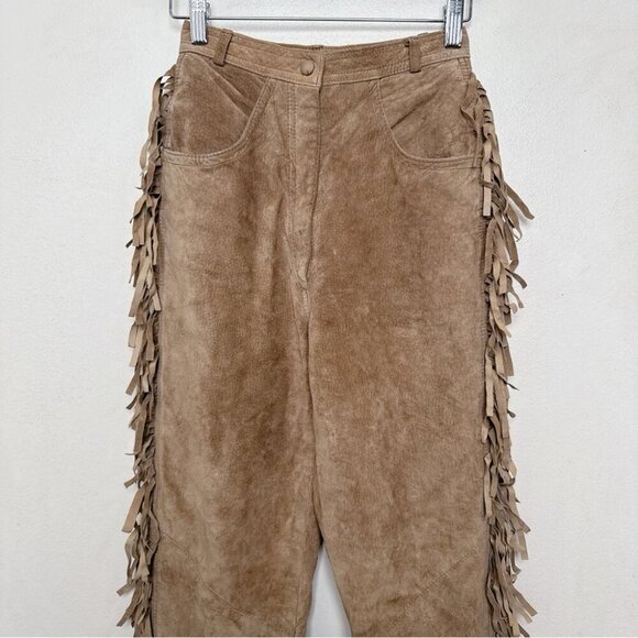 Danier Womens 2 Vintage Fringe Cowboy Western Faux Leather Pant - Picture 3 of 16